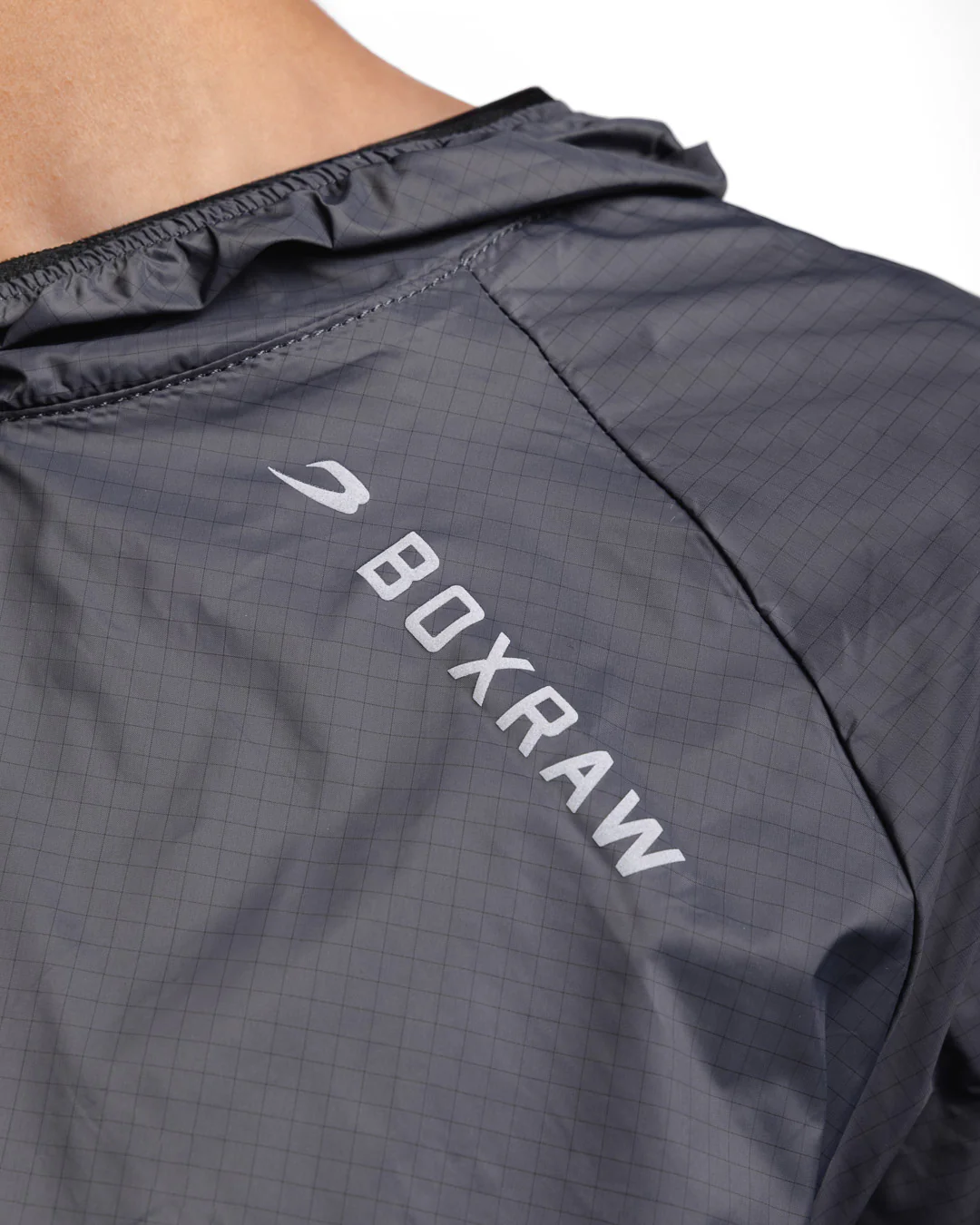 Genaro Cropped Windbreaker Hoodie - Charcoal - Image 6