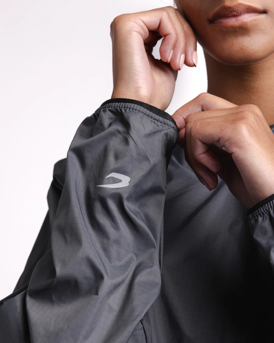 Genaro Cropped Windbreaker Hoodie - Charcoal - Image 7