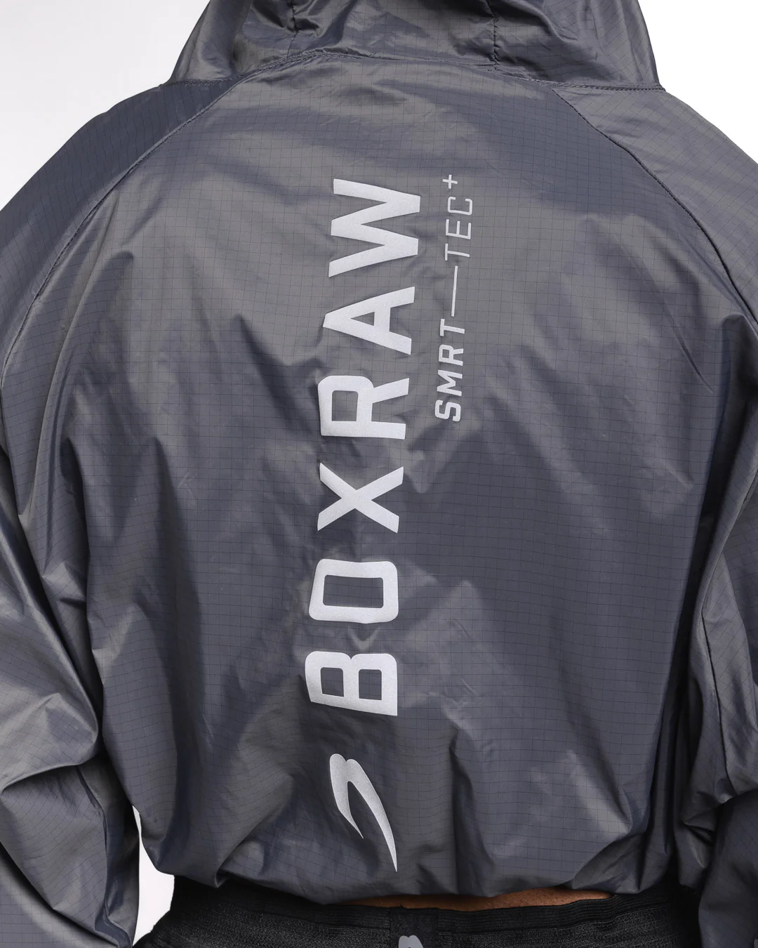 Genaro Cropped Windbreaker Hoodie - Charcoal - Image 8