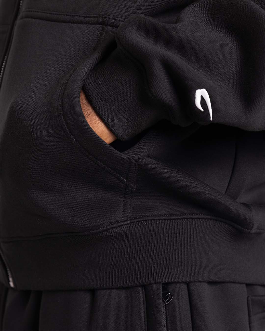 Johnson Zip Up Hoodie - Black - Image 9