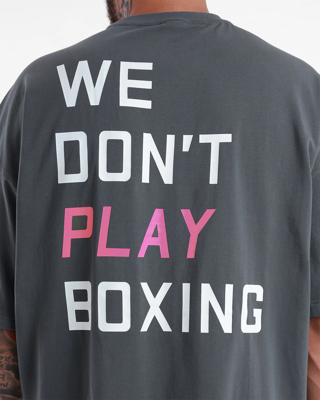 We Don't Play Boxing Oversized T-Shirt - Grey/Pink - Image 8