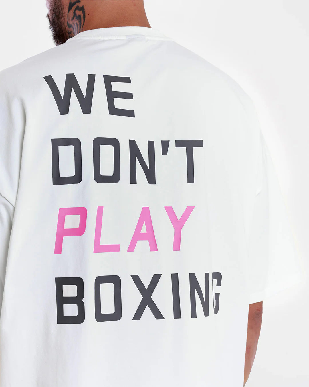 We Don't Play Boxing Oversized T-Shirt - White/Pink - Image 8