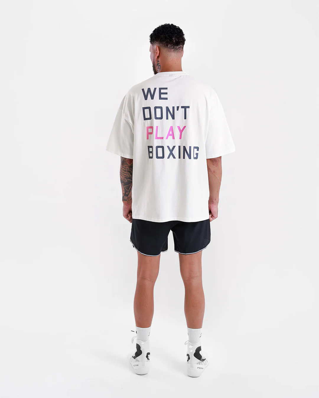 We Don't Play Boxing Oversized T-Shirt - White/Pink - Image 9