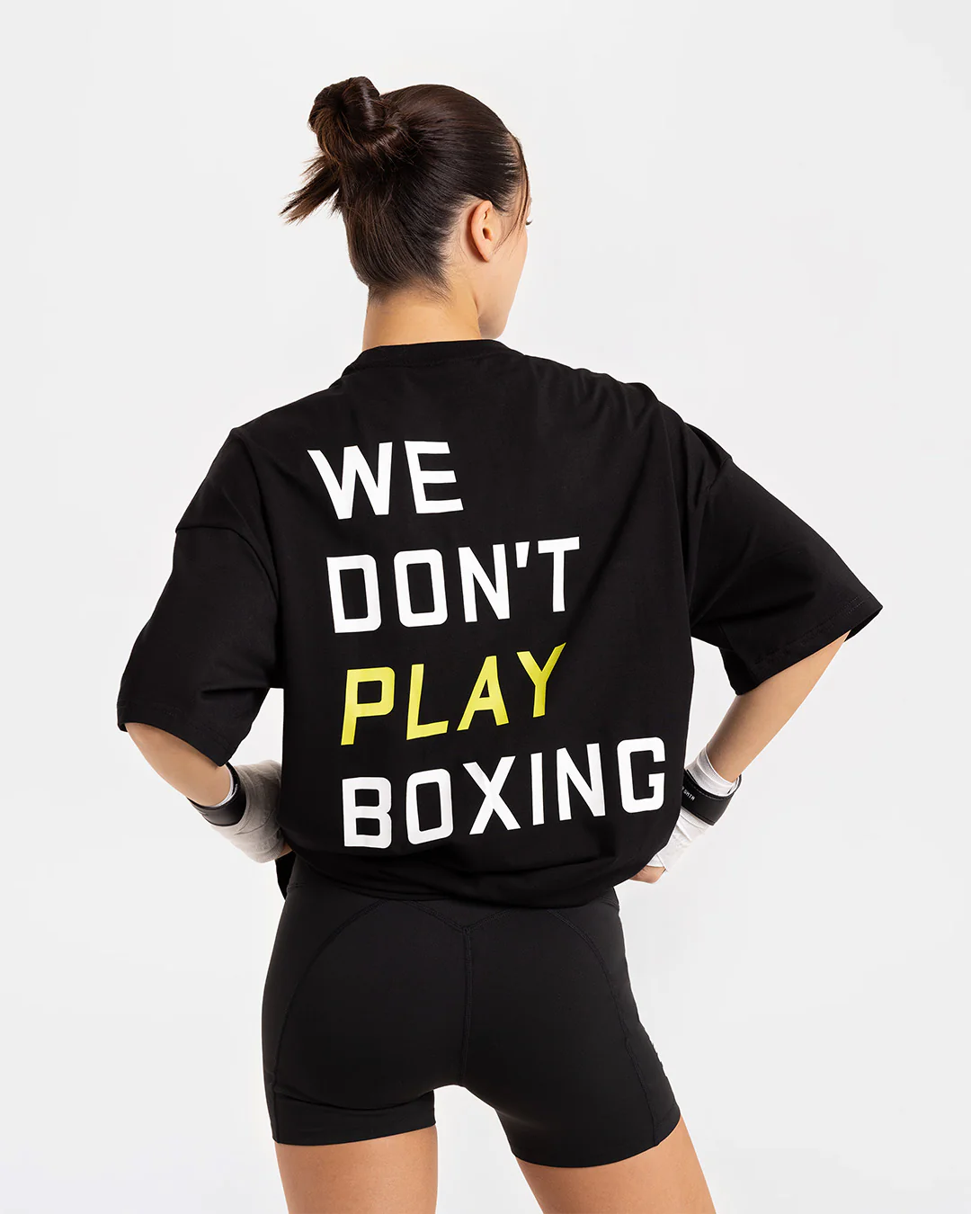 We Don't Play Boxing Oversized T-Shirt - Black/Yellow - Image 3