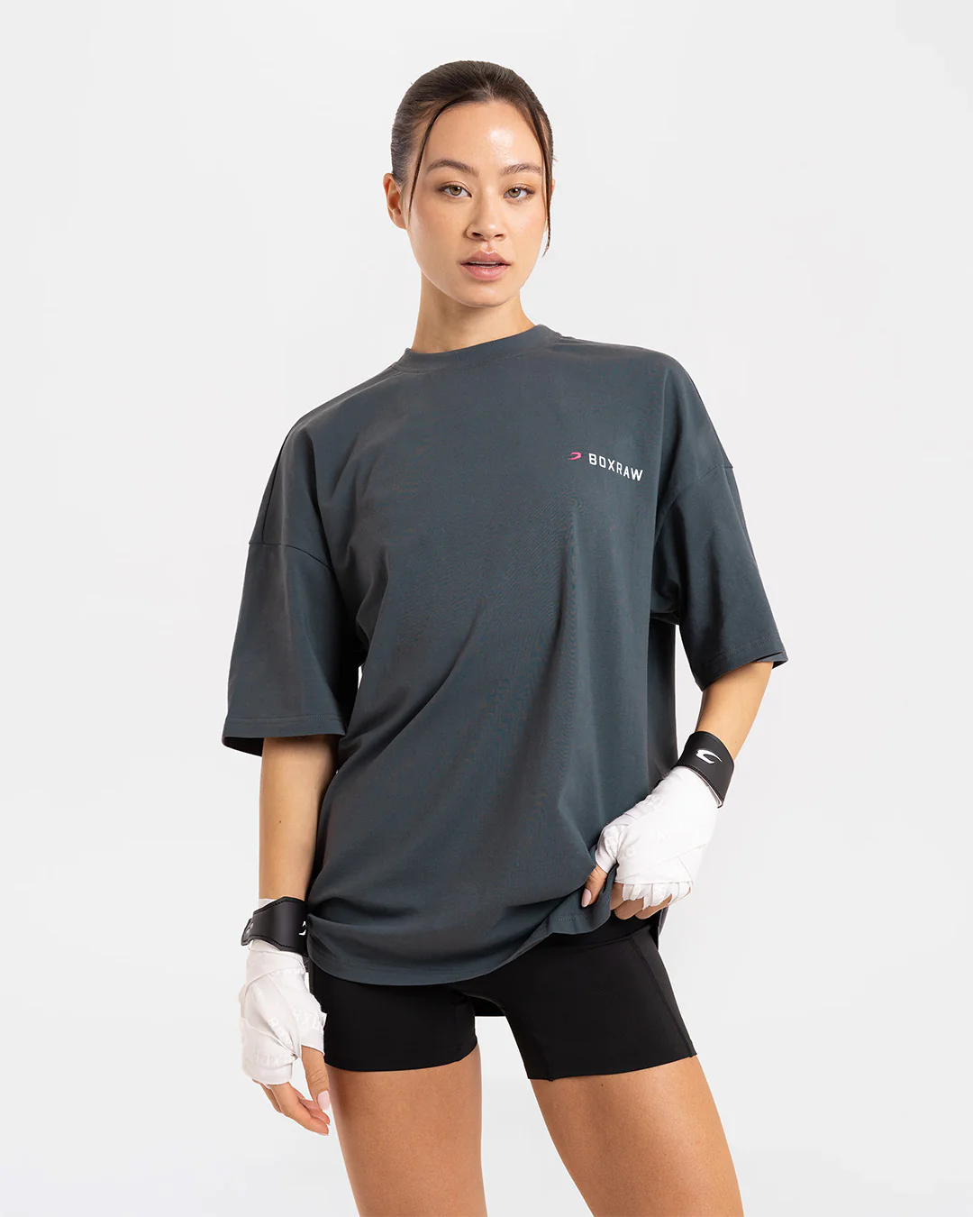 We Don't Play Boxing Oversized T-Shirt - Grey/Pink - Image 4