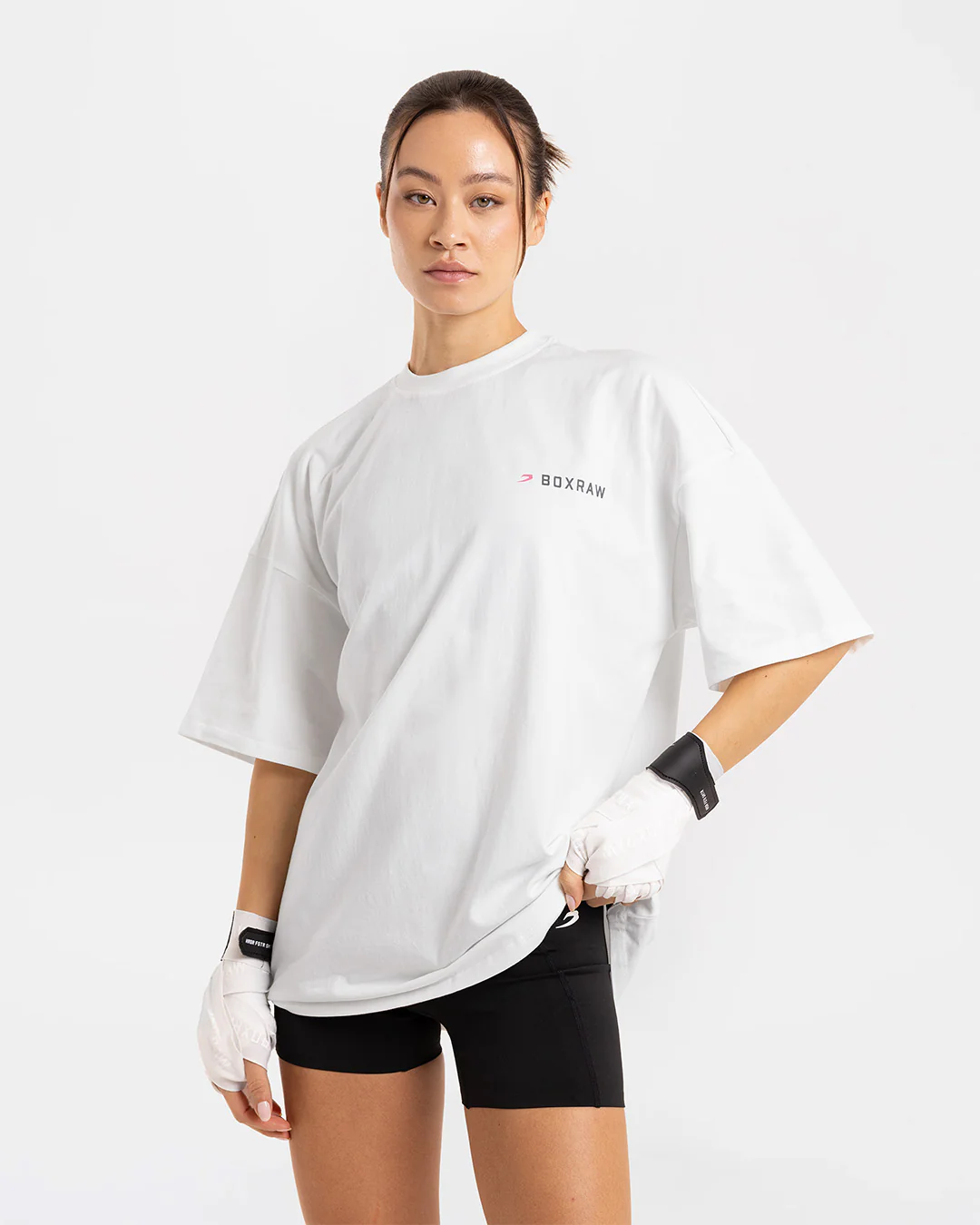 We Don't Play Boxing Oversized T-Shirt - White/Pink - Image 3