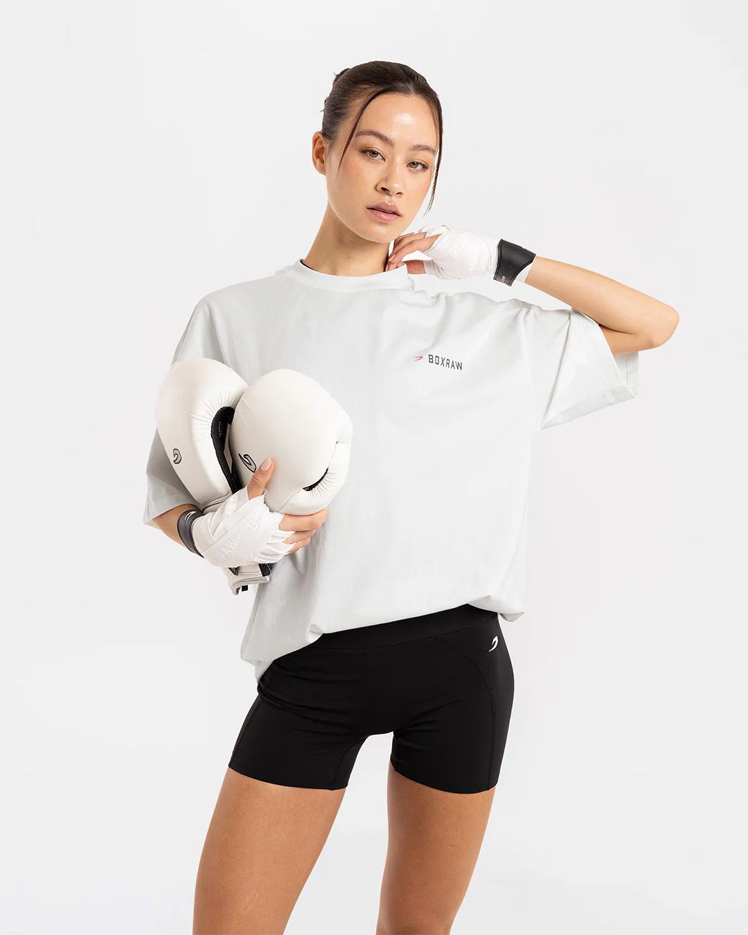 We Don't Play Boxing Oversized T-Shirt - White/Pink - Image 4